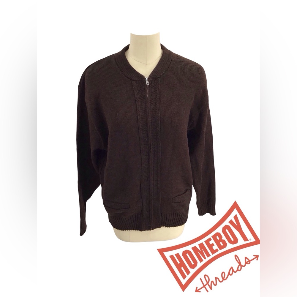 Men's Dark Brown Zip-Up Sweater